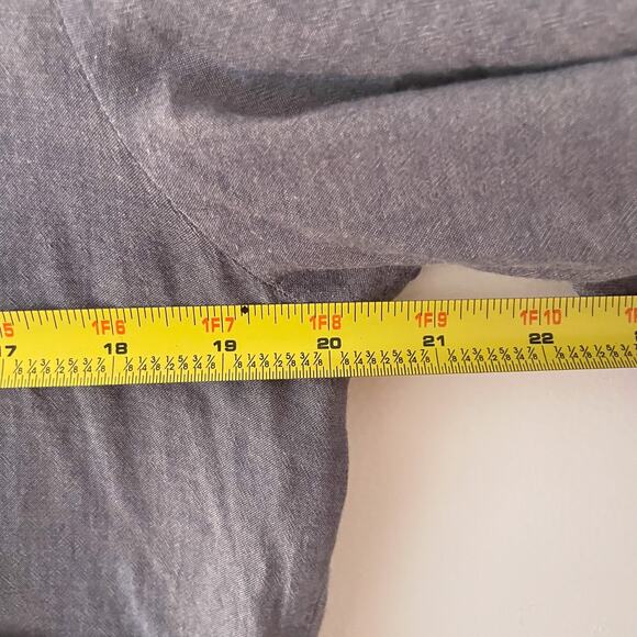 Organic Cotton Tunic Top L Gray Minimalist Boho 3/4 Sleeve Sustainable Roll Tab - Picture 10 of 11